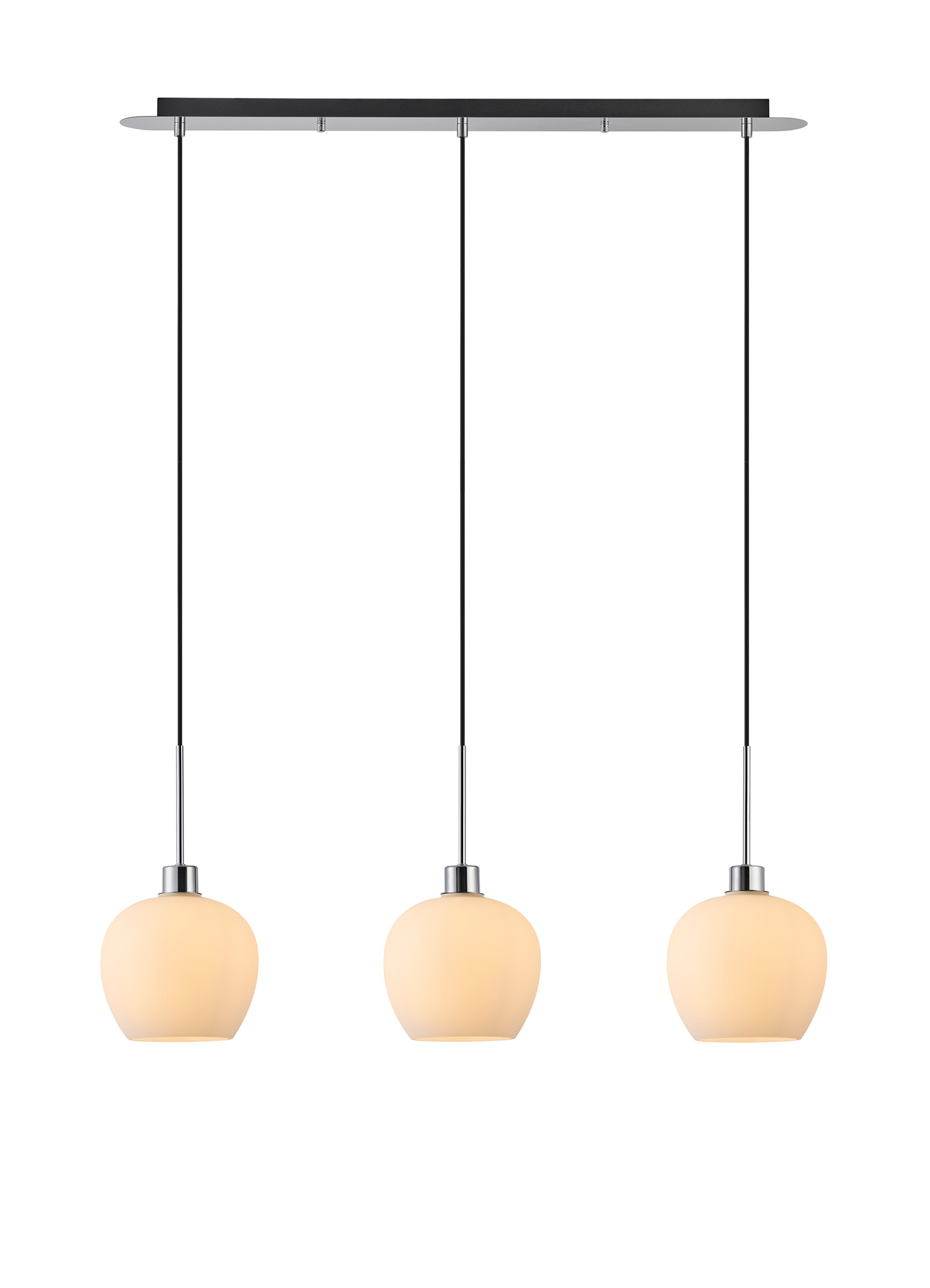 DK1309  Lori Linear Pendant, 3 Light Adjustable E27, Polished Chrome/Opal Wine Shades